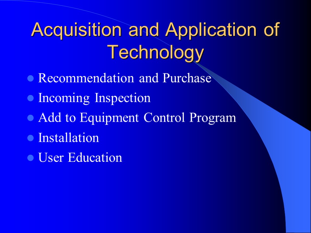 Acquisition and Application of Technology Recommendation and Purchase Incoming Inspection Add to Equipment Control